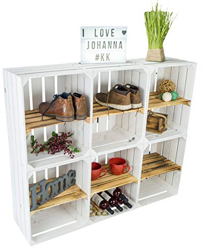 Kistenkolli Altes Land 6er Set Johanna Weiss mit geflammter Einlage Quer Weinregal Kistenregal Obstkisten Weinkisten Regalkisten Kleider/-schuhregal