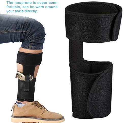 Gexgune Knöchelholster, rutschfeste, verdeckte Holsterbein-Trageholster mit Kalbsgurt-Magazintasche für verborgenes Tragen