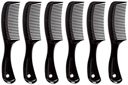 Comfort Axis Travel Size Wide Tooth Handle Comb, 6, 6 Pack, Black