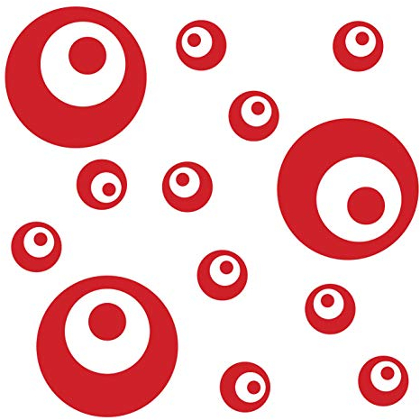 kleb-Drauf | 13 Retro-Punkte | Rot - glänzend | Wandtattoo Wandaufkleber Wandsticker Aufkleber Sticker | Wohnzimmer Schlafzimmer Kinderzimmer Küche Bad | Deko Wände Glas Fenster Tür Fliese