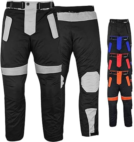 German Wear Motorradhose Herren mit 2xCE Protektoren - Winddicht Biker Quad Textil Hose - Wash- & Abnehmbar Futter, Kombi-Reißverschluss, Elastischer Bund - aus 4 Schichten 2 Zipper Taschen
