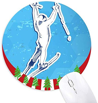 Wintersport Snowboard Watercolor Illustration Rund Rubber Maus Pad Weihnachtsdekoration