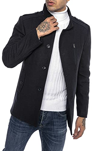 RED BRIDGE Cappotto da Uomo elegante Giacca lunga invernale Slim Fit Casual Chic Blu XL