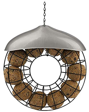 Mesh Bird Feeder - Circular Hanging Wild Bird Feeder Suet Fat Ball Dispenser for Outdoor Garden Yard Birds