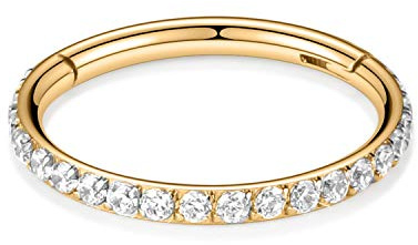 Conch Creolen Gold Nasenringe G23 Titan Knorpel Ohrringe 16G Schmuck Tragus Septum Clicker Ring Helix Lip Lobe Piercing Ohr Nase 12mm Mit CZ