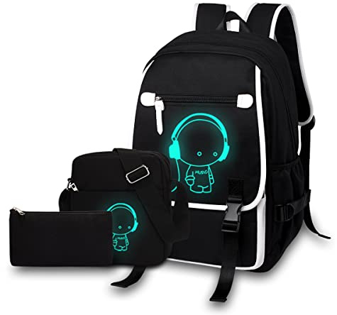 Asge Schulrucksack Jungen Mädchen Teenager Rucksack Groß 3-teiliges Set Schulranzen Reflektierender Wasserdicht Backpack School Bags for Boys Schultasche für Schule Travel Outdoor