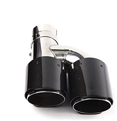 ANTWAX Auspuffblende Universal H Style Car Carbon Fiber Gloss Black Edelstahl Endrohr Doppelausgang Auspuff Schalldämpfer Düse Dekoration Endrohr (Farbe : Left 66mm-89mm)