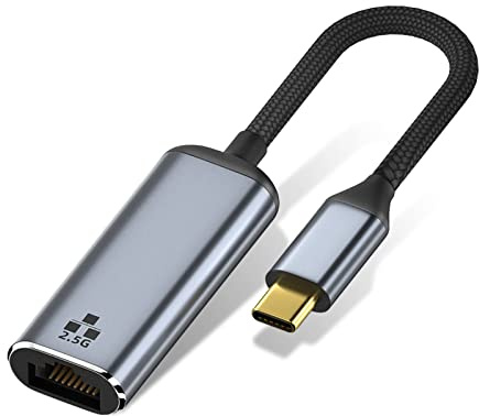 Yunseity USB C to Ethernet Adapter 10/100/1000/2500Mbps, USB Type C to RJ45 2.5G Gigabit Ethernet LAN Network Adapter for Windows, Android, OS, Linux