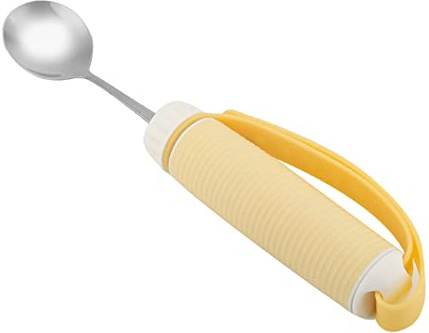 BORDSTRACT Utensilios Adaptables, Tenedor/Cuchara Flexible con Correa Ajustable, Punta Giratoria Y Mango Antideslizante, Utensilios para Comer para Personas con Parkinson, Artritis, Ancianos(Spoon)