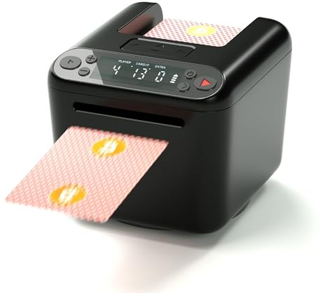 VQP Automatischer Kartenhändler, 360° Rotierender Kartenhändler Maschine für UNO Casino Spiele 3 Decks Kartenhändler, Blackjack Tisch Poker Zubehör, Wiederaufladbarer Automatischer Kartenspender für