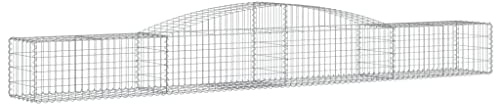 vidaXL 6x Arched Gabion Baskets Cage Mesh Wire Stone Basket Outdoor Spiral Retaining Wall Planter Garden 400x50x40/60 cm Galvanised Iron