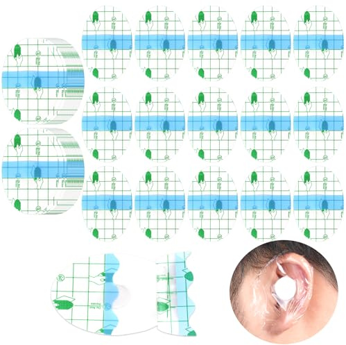 Aolso Orejeras para Ducha,100 PCS Apones Oidos Natación para Adultos,Pegatinas Desechables Impermeables para los Oídos con Tapones para los Oídos de Algodón,Impermeables Para El Oído Nadar Y Bañarse