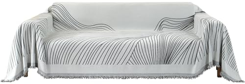 YSTELLAA Housse De Canapé 3 Places, 180×340CM, Protection Sofa, Jete De Canape Grande Taille Épaisses, Housse Universelle Four Seasons, Décoration Intérieure, pour Le Salon, Gris Foncé-Curve