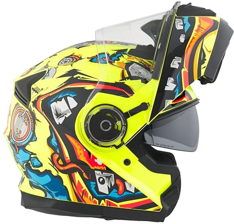 BHR Klapphelm Motorrad 836 FLIP-UP, Doppelvisier | Zulassung ECE 22.06, Integralhelm mit Sonnenblende, doppeltem kratzfestem Visier und mikrometrischem Auslöser