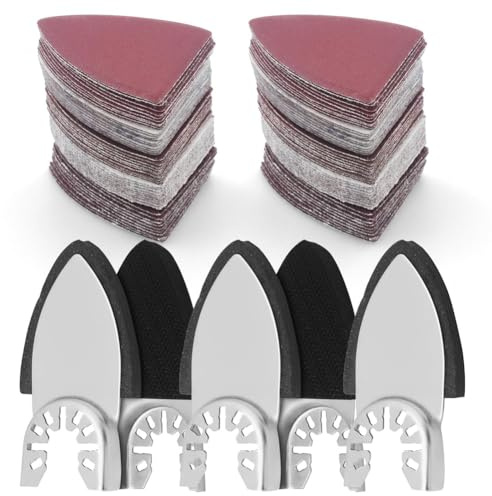 HiCOZZIE 130-Teiliges Schleifpad-Set mit Oszillierendem Werkzeug, 5-Teiliges Finger-Schleifpad und 125-Teiliges Finger-Schleifpapier, Multitool-Schleifaufsätze, Ersatzteile und Zubehör