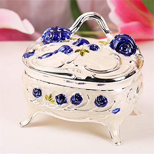 Scatola di immagazzinaggio di gioielli in latta colorata stile europeo creativo in metallo Scatola regalo di compleanno personalizzata per matrimonio Scatola di gioielli in metallo vintage (Colore: