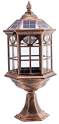 Dntum Outdoor Wall Lights Outdoor LED Solar Pillar Lamp European Style Column Lantern Waterproof Aluminum Post Light Garden Patio Fence Table Lamp Landscape Street Lights Waterproof Pill