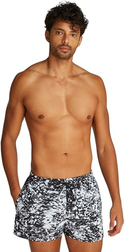 Calvin Klein Bañador Hombre Short Drawstring-Print con Cintura Ajustable, Multicolor (Glitched Marble AOP Black), L