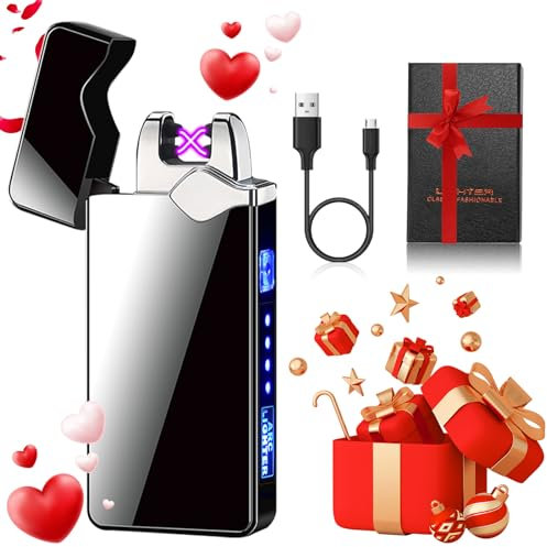 Umllpet Accendino Elettrico, Accendigas USB per Regalo di Papa, Accendino Ricaricabile, Accendigas Accendini, Compleanno Regali per Uomo Marito, Regali da Fare al Papà per la Festa del Papà - Nero