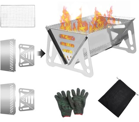 Foyucool Barbecue Portatile, Pieghevole Griglia Barbecue in Acciaio Inox, Mini Barbecue Carbonella, Fácil da Montare e Pulire, per Barbecue all'aperto, Campeggio