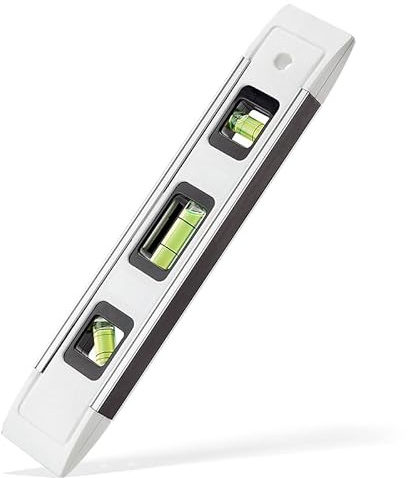 LUCKUT Magnetische Aluminium-Torpedo-Wasserwaage, verstärkt, 22,9 cm (weiß)