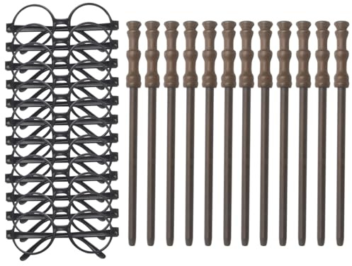 Cosplay Zauberer Partyzubehör Set – Zauberstab Bleistifte,Zauberbrille mit rundem Rahmen ohne Gläser für Geburtstagsfeiern, Schulbelohnung, Halloween-Dekoration,Geburtstagsgeschenk,je 12 Stück