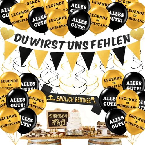 Deko Rente,Du Wirst Uns Fehlen Banner,Ruhestand Deko,Rente Girlande,Deko Zum Renteneintritt,Alles Gute Zum Ruhestand,Rentner Deko,Du Wirst Uns Fehlen Deko