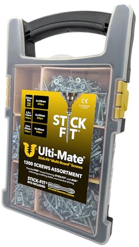 Ulti-Mate Multi-Board Woodscrews Site Pack Assortment - 1300 Screws in a Handy Carry Case