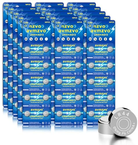 avmzvo Lot de 150 piles bouton LR44 1,5 V longue durée AG13/357/357A/A76/L1154 pour jouets, calculatrices, instruments de mesure