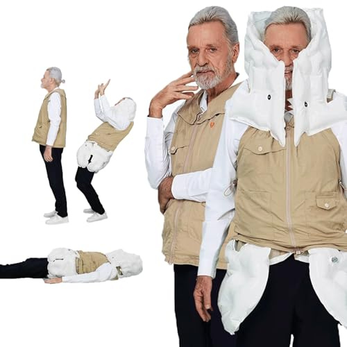 Giubbotto Anticaduta Leggero Con Airbag, Giacca Intelligente Con Airbag Indossabile Dotata Di App, Dispositivo Di Protezione Anticaduta Riutilizzabile Per Anziani,Beige(Ms)-M