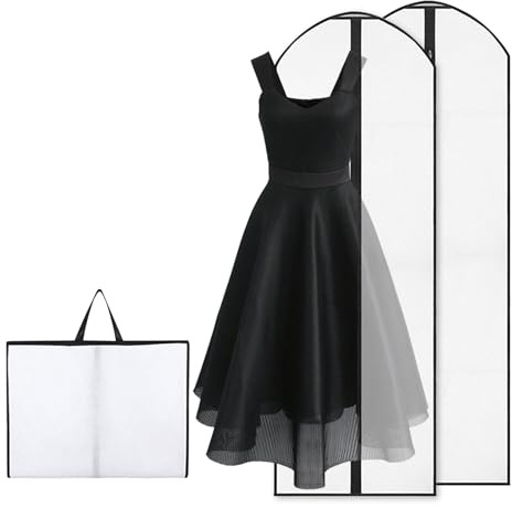 2 Stück Kleidersack lang 180 x 60 cm, Kleidersack Brautkleid mit Reißverschluss, Staubdicht, Mottensicher und Feuchtigkeitsbeständig für Langer Rock, Anzüge, Hochzeitskleider, Mäntel (Weiß)