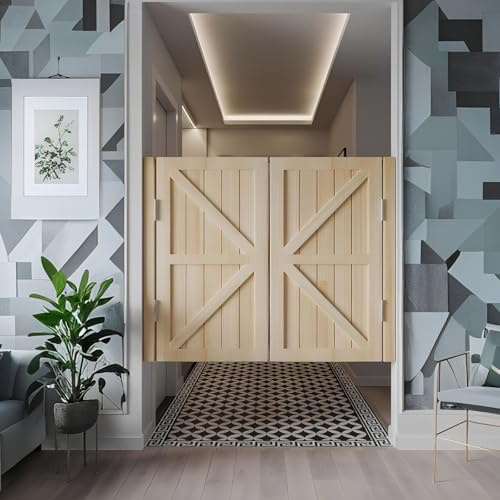 Pendeltür Holz Saloontür Innen Schwingtür W 70-150cm 2 Türen Für Bar Garten Und Wohnräume(Natürliche,W:137 x H:90cm)