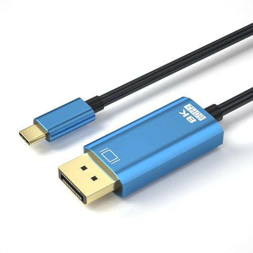 Tosuny USB C à DisplayPort Cable, 8K @ 60Hz HDR Type C à DisplayPort 1.4 Cable, Compatible Thunderbolt 3/4, pour Les Ordinateurs Portables, Tablettes, Smartphones (5,91 Pieds)
