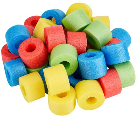 OLYCRAFT 50 Pcs Mixed Floating Pool Noodles Foam Rope Tube Small Size Hollow Swimming Pools Noodle Bulk Floats Bright Foam Noodles Swim Water Foams Hollow Noodle for Play or DIY Craft Projects