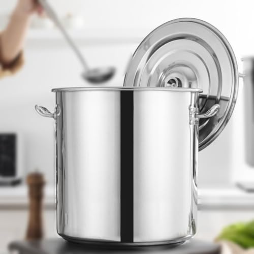 Large Stainless Steel Saucepan Stockpot with Lid, 20L (D: 35CM x H: 22CM) - Versatile Cooking Pot for Soups, Stews, and More - Ideal for Home and Commercial Use