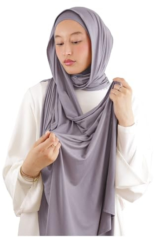 Hijab da donna in jersey di bambù HJ300 Lamis Hijab, grigio scuro, Taglia unica