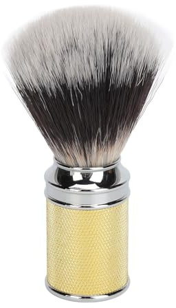 Nylon-Bartschaumbürste, hochwertige synthetische Schaumbürste für Männer, sanftes Peeling und verbesserte Schaumbildung für die Bartpflege und -pflege, Griff aus (Gold)