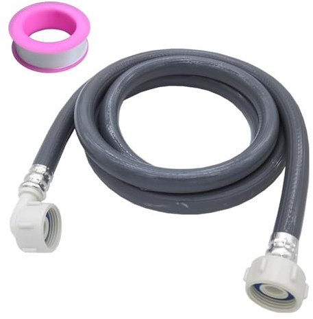 2m Washing Machine Hose, Washing Machine Water Pipe with 2m PTFE Tape | Universal Extra Long Cold Water Inlet Pipe Dishwasher Inlet Hose for Washing Machines, Dishwashers, 3/4 inch