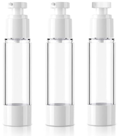 Lammcou bote spray viaje mini 3 uds, botella airless con bomba (50ml) | cosmética antifugas recargable, frascos spray pequeños para perfume loción champú equipaje mano