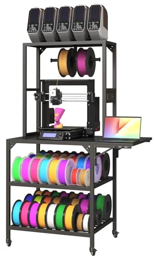 Supporto per stampante 3D con vassoio per filamenti e ruote, stabile a 2 livelli, supporto da tavolo con supporto per bobina a T, per casa, ufficio, officina, studio di stampa 3D, adatto per la