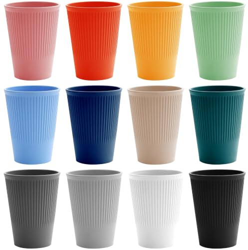 PIKABOOM 12 pièces Gobelets en Plastique Réutilisables Gobelets colorés Gobelets en Plastique Rigide