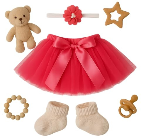 Red, Newborn Baby Tutu Clothes Skirt Headdress Flower Photo Photography Prop Outfit