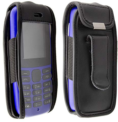 caseroxx Ledertasche mit Gürtelclip für Nokia 105 (2019) 4th Edition in schwarz – Handy-Tasche mit Sichtfenster & Gürtelclip aus Echtleder, ideal für Beruf, Freizeit, Outdoor & sicheren Transport