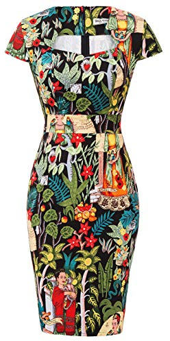 GRACE KARIN 40s Women Evening Party Short Sleeve Knee-Length Dress Rose Floral-35(CL7597) Small