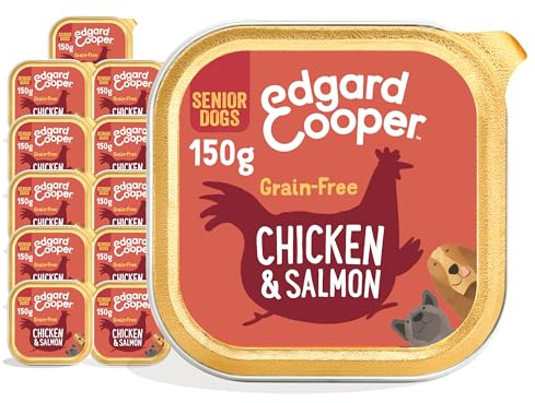 Edgard & Cooper Nassfutter für ältere Hunde, Huhn & Lachs, 150 g x 11 cm, frisches Fleisch und Fisch und hochwertiges Protein, echte Inhaltsstoffe für Hunde, hypoallergen, ohne Zuckerzusatz