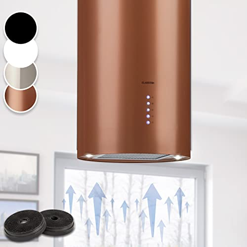Klarstein Hotte Aspirante Ilot Central de Cuisine Silencieuse et Design, Débit d'air 650m³/h, Minuteur, 3 Modes, Hotte Aspirante avec Conduit d'Evacuation, Filtres à Charbon Actif, Hotte Ilot Central