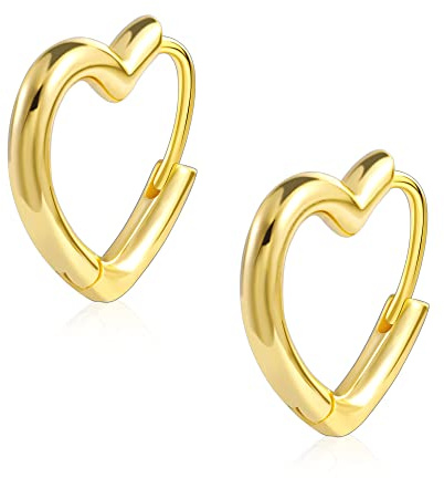 ALEXCRAFT Orecchini Donna Argento 925 Orecchini a Cerchio Cuore in Oro Placcato 14K Per Donna Cuore Orecchini Cerchio Piccoli