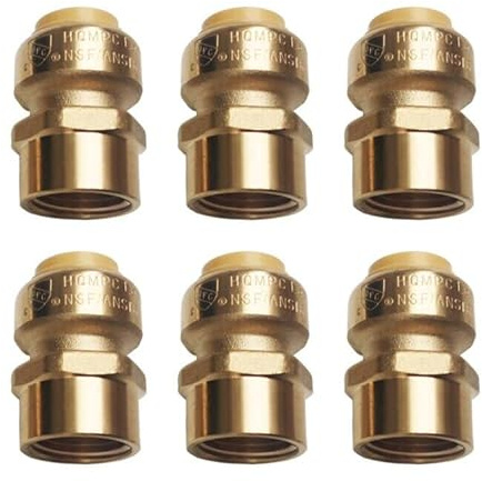 HQMPC 1/2 Pex Fitting Straight Coupling Push Fit PEX Fittings Female, Push-to-Connect Copper, CPVC, No Pb Brass Plumbing Fittings (6 PCS, 1/2)