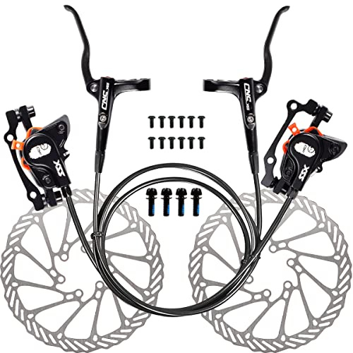 ShenZhenShiShiLiLan CNC hydraulische Scheibenbremse Fahrrad, Fahrrad-Scheibenbremsen-Set, hydraulische Bremse Fahrrad vorne und hinten aus Aluminiumlegierung für MTB Mountainbike, schwarz