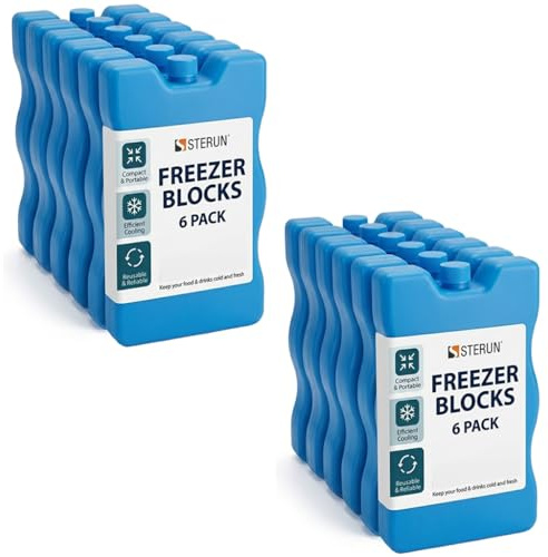 STERUN Freezer Blocks Family Pack Reusable - Keeps Food and Drink Cooler for Hours Ice Blocks for Lunch Boxes Outdoor Picnic, Camping